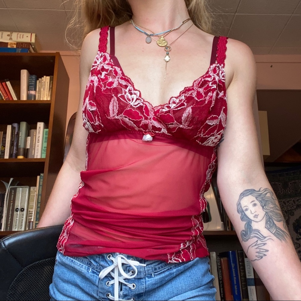 Vintage mesh and lace 90s slip dress